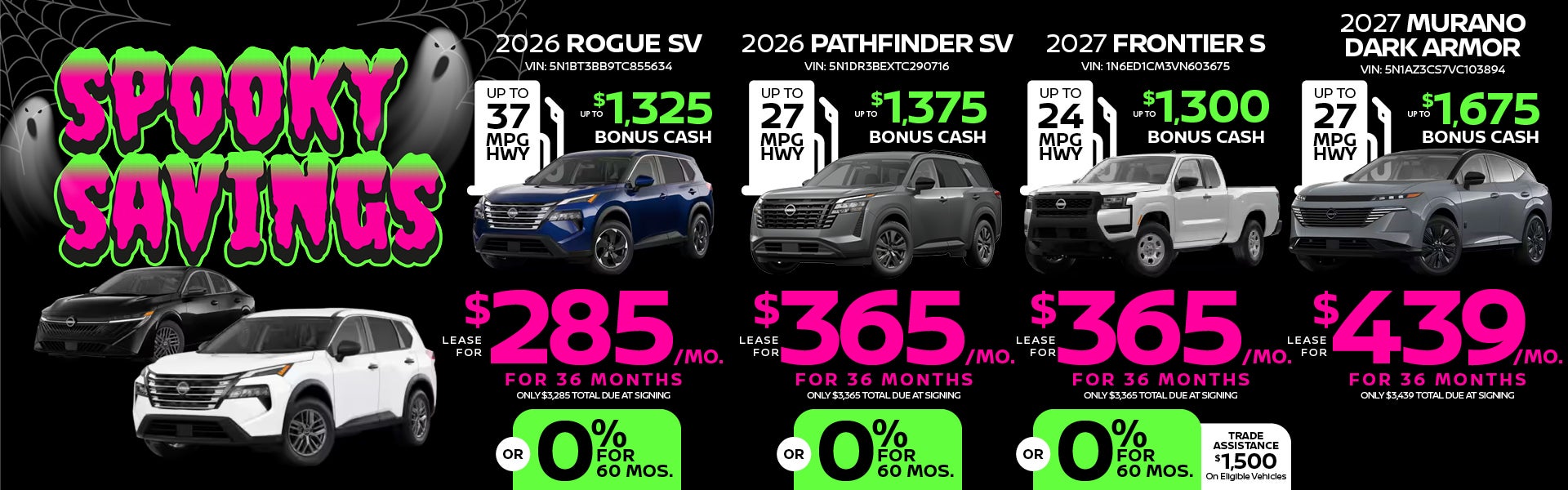 Spooky Savings: Rogue, Pathfinder, Frontier, Murano